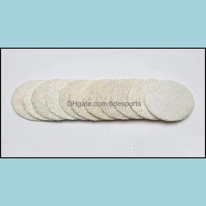 Brushes Sponges Scrubbers 300pcs 5.5cm Roud Natural Loofah Pad Face Makeup Remove Exfoliating and Dead Skin Bath Shower