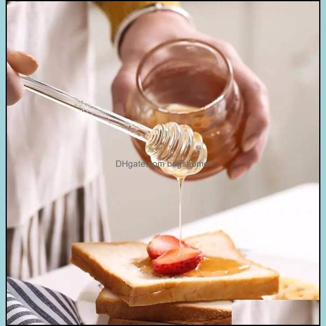 honey spoon glass honey dipper syrup dispenser stick 6 inch glass honey stick stirrer for jar kitchen accessories gyq