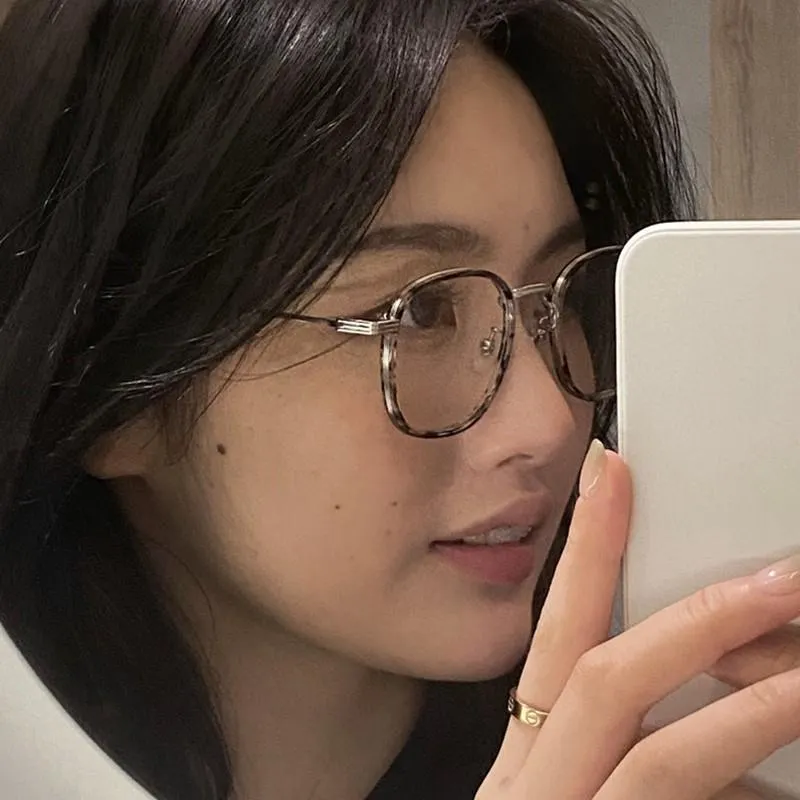 Korean Retro Alloy Glasses Frame Girl Ins No Makeup Plain Glasses Men Light Eyewear  Cute Decorative Computer Glasses