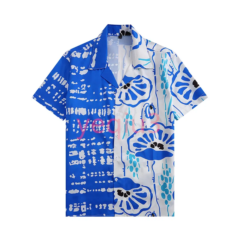 Herren Casual Kurzarm Beach Style Stitching Buntes klassisches Business-T-Shirt Button Revers Slim Fit Qualitätshemden Sommerurlaub Plus Size Sss 4i0r