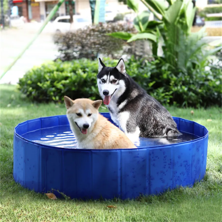 NUOVO!!! Vasca da bagno estiva per cani da compagnia per il lavaggio dei cuccioli Vasca da bagno durevole per esterni in PVC portatile Kid Large Dog 2022