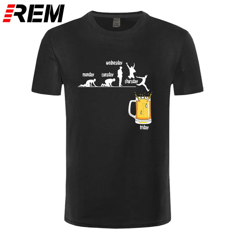 Friday Beer Drinking O Neck Men T Shirt Time Schedule Funny Monday Tuesday Wednesday Thursday Digital Print Cotton T-shirts Mens Designer T Shirt Mens T Shirt 186