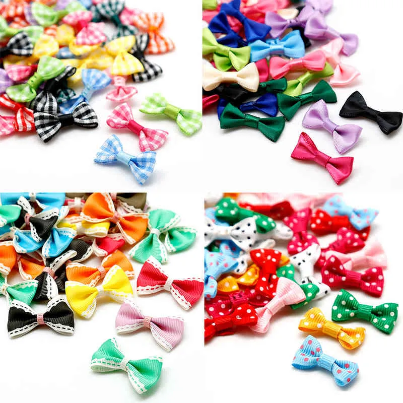 10-50Pcs Mixed Baby Satin Ribbon Stripe Bow Hair Clips Applique Diy Sewing Crafts Wedding Bow Tie Scrapbooking decoration