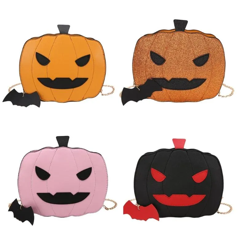 Torebki wieczorowe Dynia Torba Crossbody Skórzana torebka na ramię z łańcuszkiem Dla kobiet Nietoperz Wisiorek Halloween Sprzęgło Diabeł ToteEvening EveningEvening