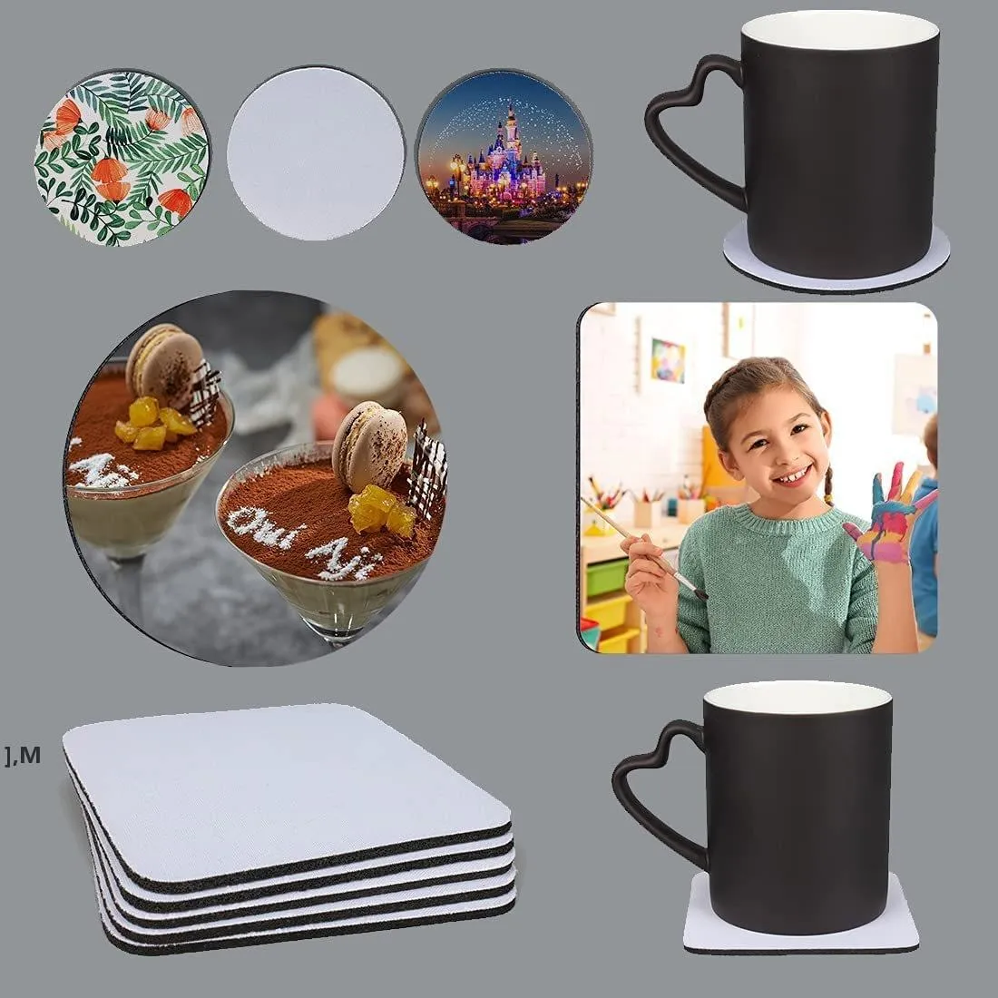 BWA12845 Sublimation Neoprene Coasters Custom DIY Mats From Big_family