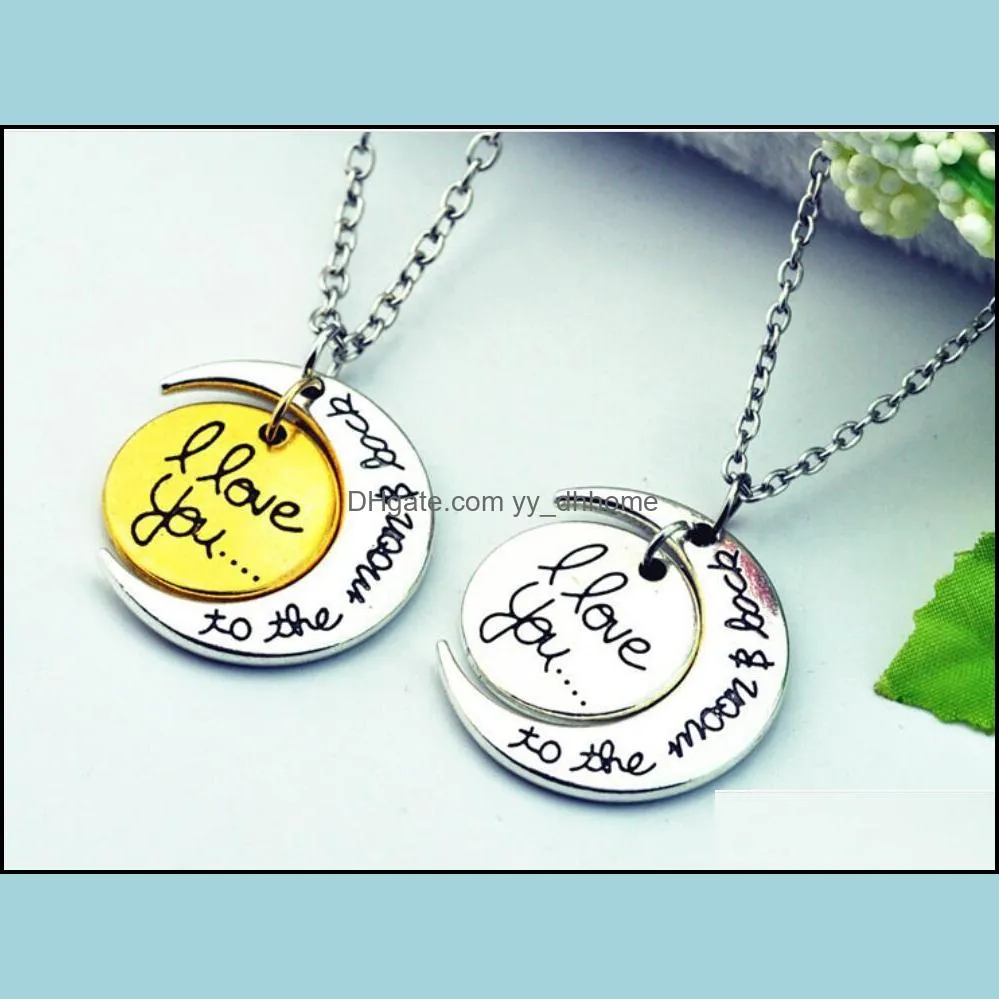 Moon Necklace I Love You To The Moon And Back For Mom Sister Family Pendant Necklaces Link Chain