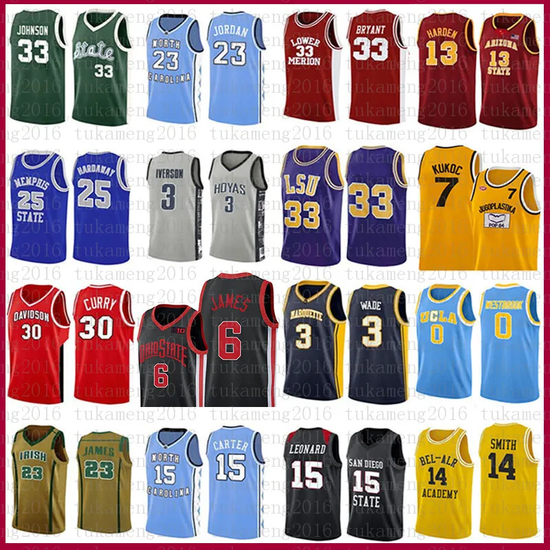 Lebron 23 33 Bryant Basketball Jersey Anfernee 3 James Leonard Wade Irving Curry Young University Hardaway Westbrook Rodman Allen Harders Iverson Johnson Will Smith