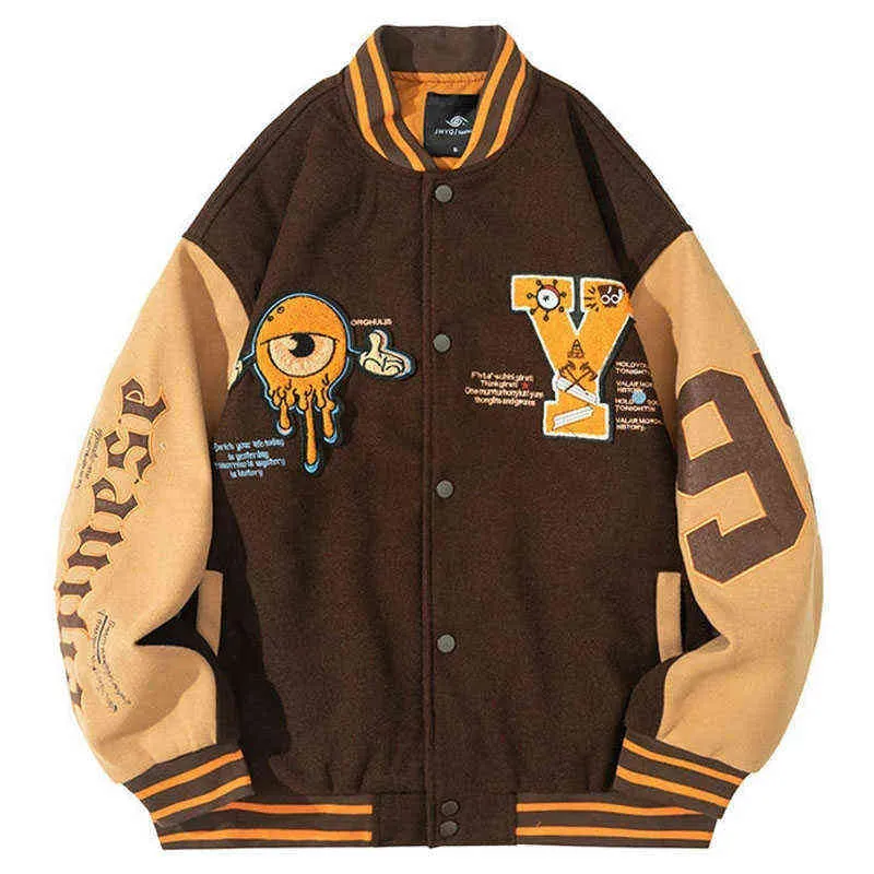 Hombres Mujeres Carta Bordado Varsity Chaquetas Japonés Delgado de gran tamaño Primavera Otoño Chaqueta de béisbol Abrigo Hip Hop Harajuku College T220816