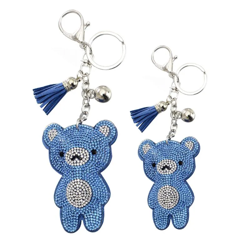 Keychains Zoshi 2022 Moda Play Play Full Crystal Rhinestone Urso Chave -chave Corrente de prata Prazhain Bolsa pendurada jóias pendentes