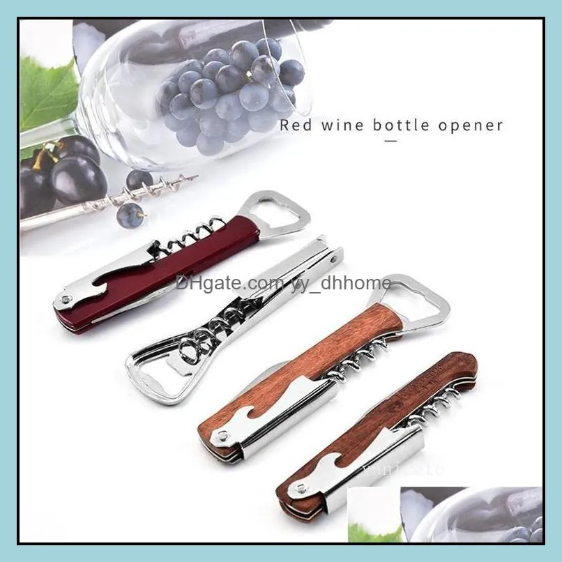 ups openers wooden handle bottle opener knife pulltap double hinged corkscrew stainless steel opening tools bar