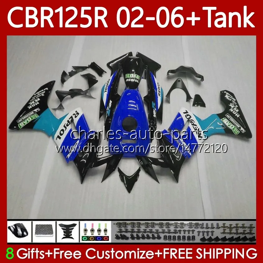 + Réservoir OEM Carénages Pour HONDA CBR 125R CBR 125 Bleu Repsol R CC CBR125R 2002 2003 2004 2005 2006 Corps 124No.98 CBR-125 CBR125RR 02-06 CBR-125R 125CC 02 03 04 05 06 Carrosserie