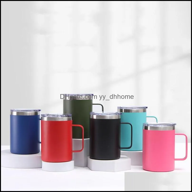 16oz Coffee Mugs With Handle Double Wall Portable Stainless Steel Wine Tumbler Insulated Beer Cup seaway RRF14183