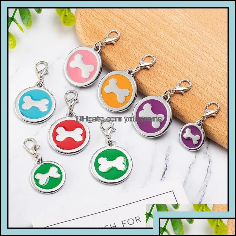 Dog Tag,Id Card Supplies Pet Home & Garden Cat Id Pendant Anti-Lost Tags Round Shape Bone Nametag Pendants Engravable Puppy Collar