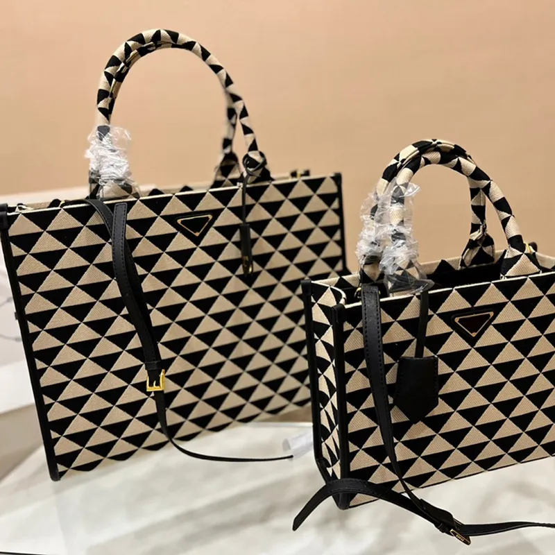 2022 Women Handbag Designer Tote Bag Triangle Symbole Jacquard Fabric Handbags Large Totes Designers Shoulder Bags Cross Body Purses 2203301