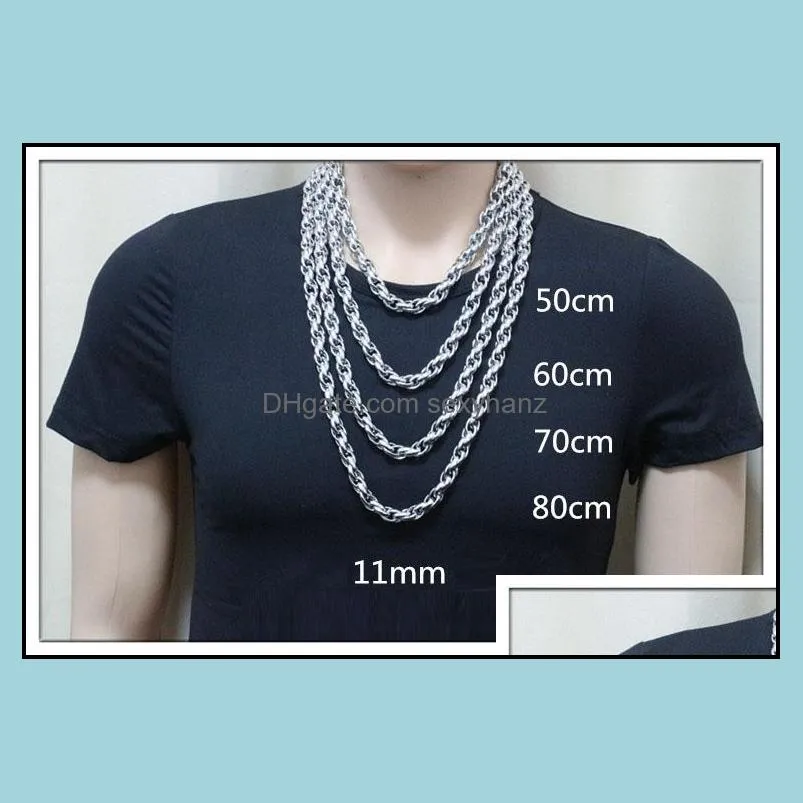 6mm silver chain for men hot sale twist chains necklaces titanium steel rope necklace 20 - 32inch jewelry wholesale free shipping -