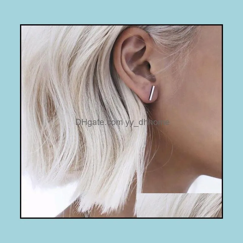 Gold Silver plated Black Punk Simple T Bar Earrings For Women Ear Stud Line Earrings Fine Jewelry Minimalist Earring 3 colors