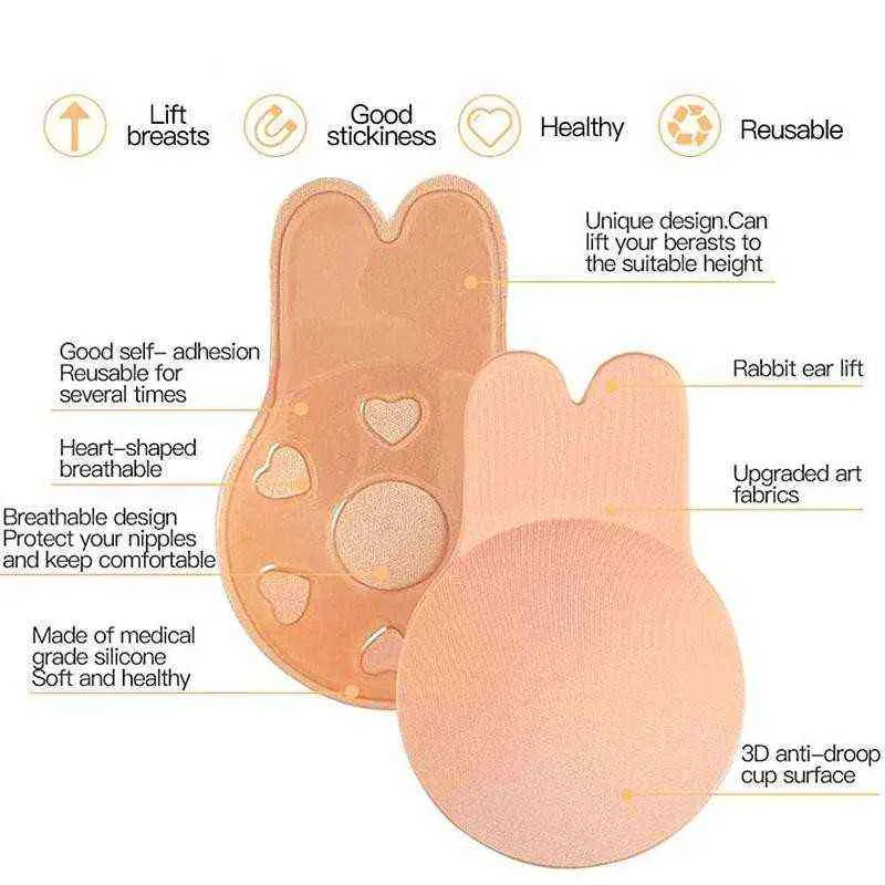 Sticky Bra Rabbit Kawaii Rabbit Bra Pads Women Push Up Bras For Self Adhesive Silicone ...