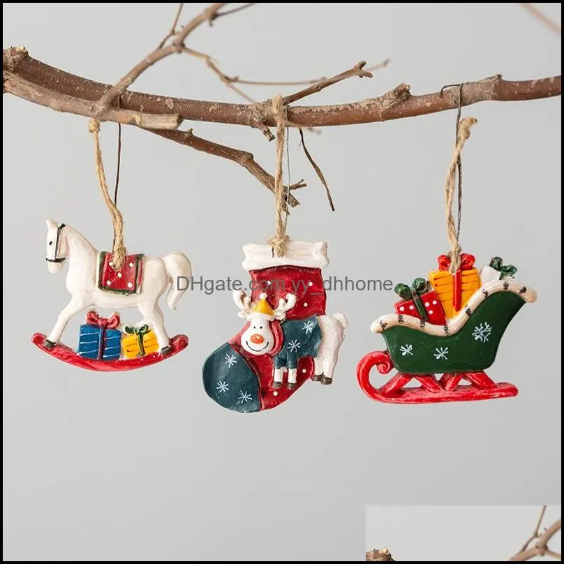 party supplies christmas resin small pendants xmax tree decoration accessories american retro pendant home decorations pae10866