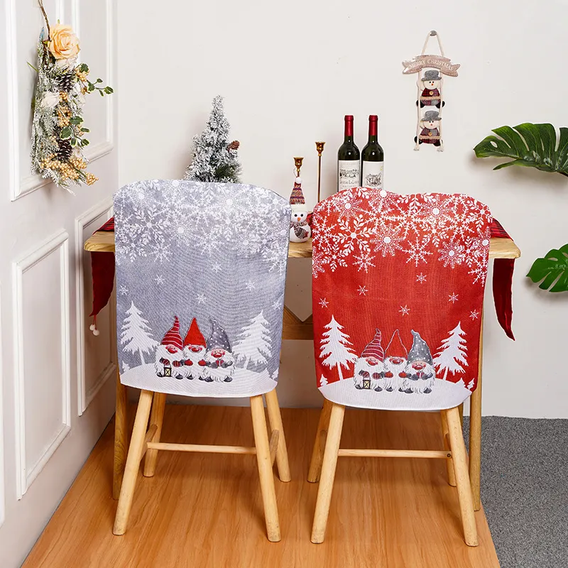 Cubiertas de sillas de Navidad Decoración de la decoración del asiento de comedor Santa Claus Red Grey Home Party Decor C66253