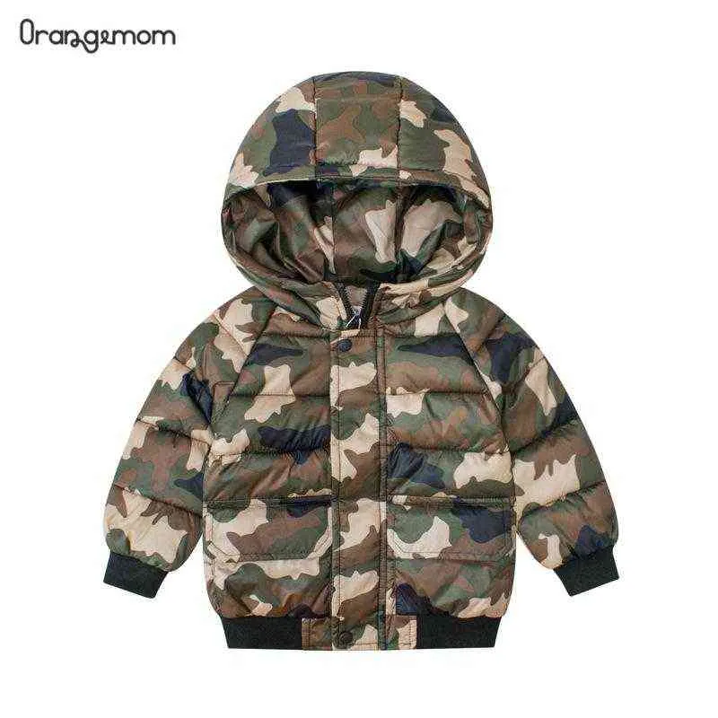 Automne et hiver Enfants à manches longues Veste en coton Enfants Jacket Camouflage avec Hood Boy Vêtements chauds Baby Veste d'hiver J220718