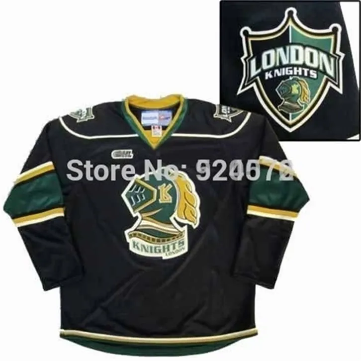 Chen37 C26 Nik1 2016 New Custom 2013-14 London Knights Ohl Away Premier Hockey Jerseys Black White Green XXS-6XL-無料カスタマイズ