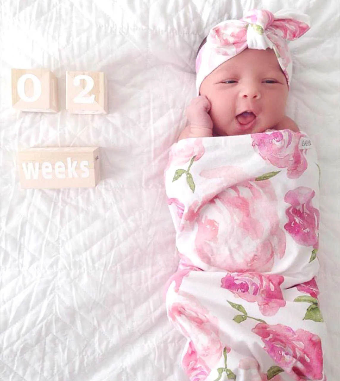 Puckdecken Neugeborenen Bunny Baby Ohr Stirnbänder Infant Floral Swaddle Wrap Decke Haarbänder Baumwolle Tuch Set Für Kleinkind