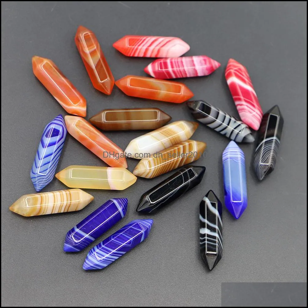 natural stone pillar hexagonal column stripe agate onyx healing energy ore mineral craft home decoration necklace keychain dhseller2010