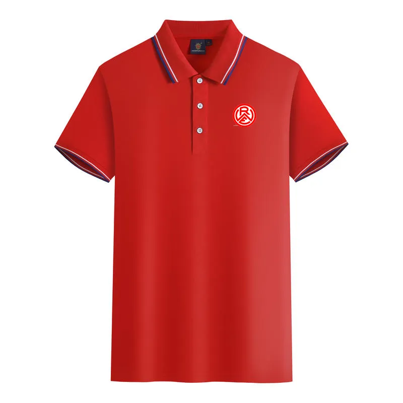 Rot-Weiss Essen Men and Women Polos Mercerised Cotton Short Sleeve Lapel Breattable Sports T-Shirt logotyp kan anpassas