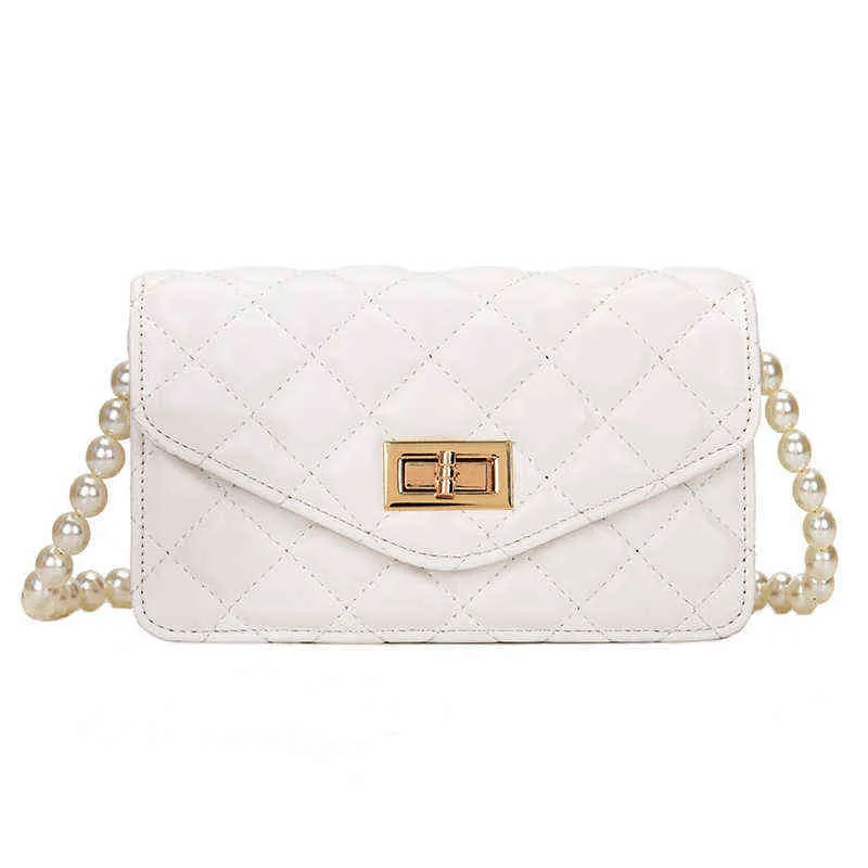 Swdf Small Soft Quilted Pu Leather Crossbody Bags for Women Women s Luxury Branded Trending Chain Pearl Shoulder Handbags 220426