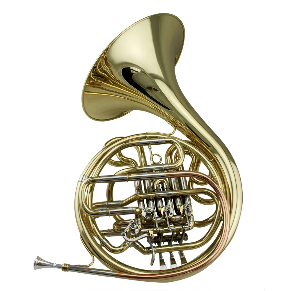 Gold Lacquer 4-Key Double French Horn