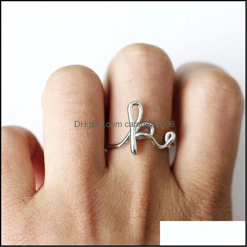 letter rings silver band ring hot sale finger rings for women girl party gift fashion jewelry wholesale free shipping 0012wh