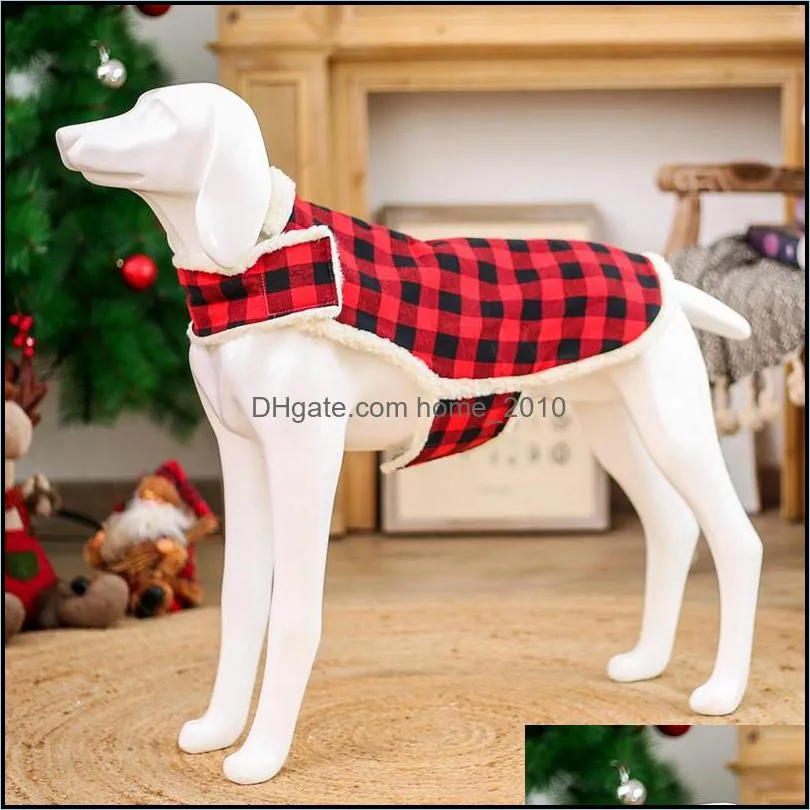 christmas plush warm pet clothes dog vest s-xxxxl winter dog clothes grid fashion coat pet fashion accessories vtky2087