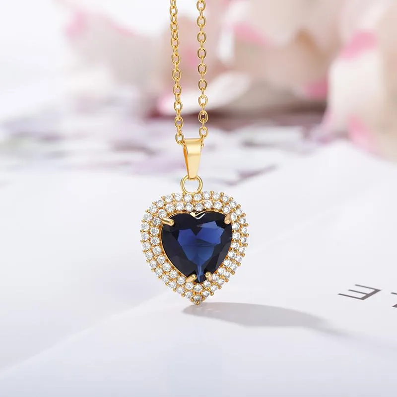 Pendant Necklaces Sweet Heart For Women Stainless Steel Gold Chain Black White Zircon Choker Necklace Boho Jewelry Gift 2022Pendant