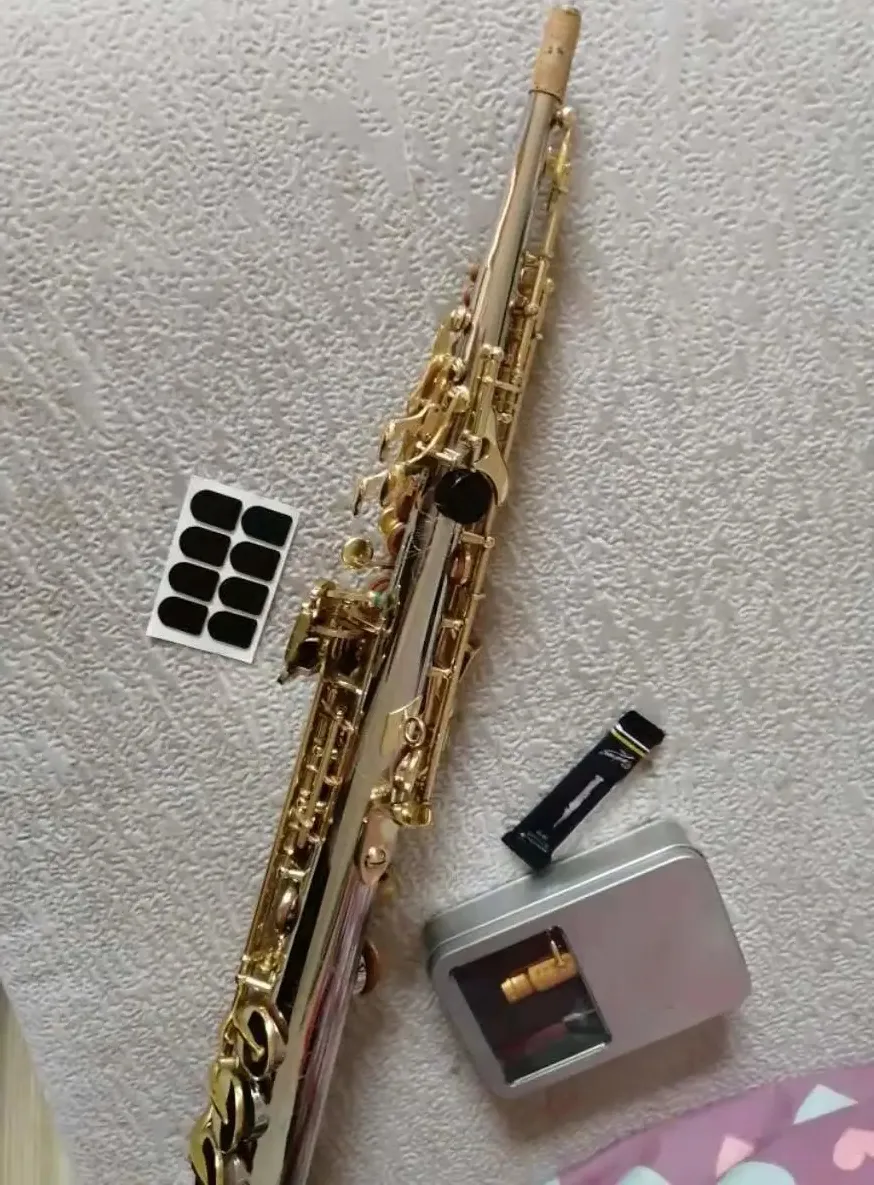 European-made high-end Bb tweeter straight tube saxophone white copper silver-plated B-tune professional sax soprano