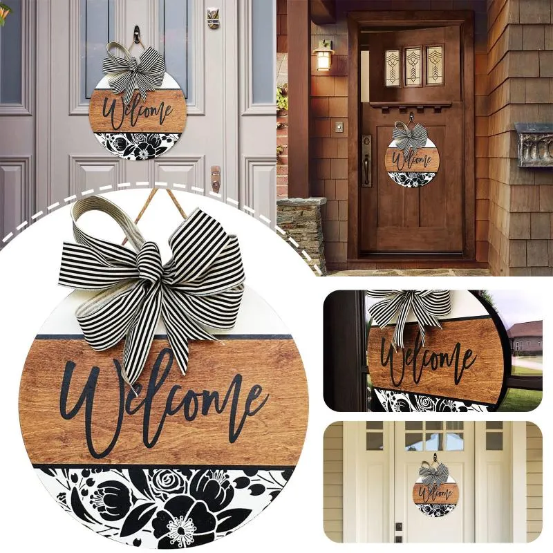 Decorative Flowers & Wreaths Home Design Wood Welcome Wooden Sign Hanger Door Flower Spring Wreath Front Decoration Independ Hangs #T2GDecor