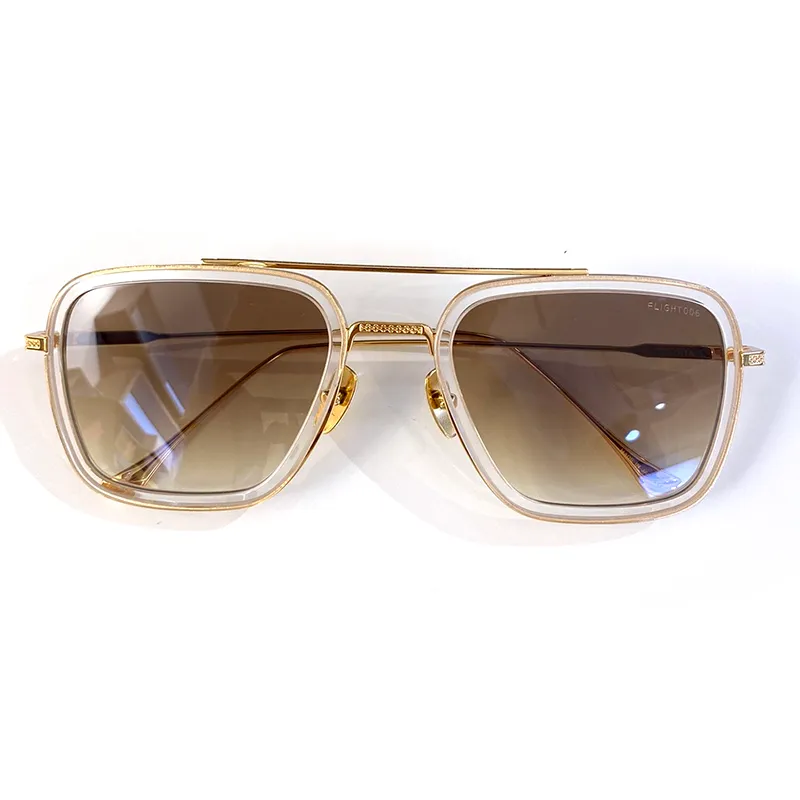 نظارة شمسية طيران لمصمم رجالي النظارات الشمسية للجنسين الأزياء 006 مستقطبة للأشعة فوق البنفسجية حماية مربع العين 18K الذهب الذهب