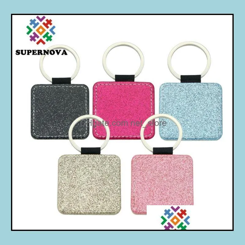 10pcs sublimation Blank Colorful PU Keychain Accessories Tassel Key Ring Bag Parts