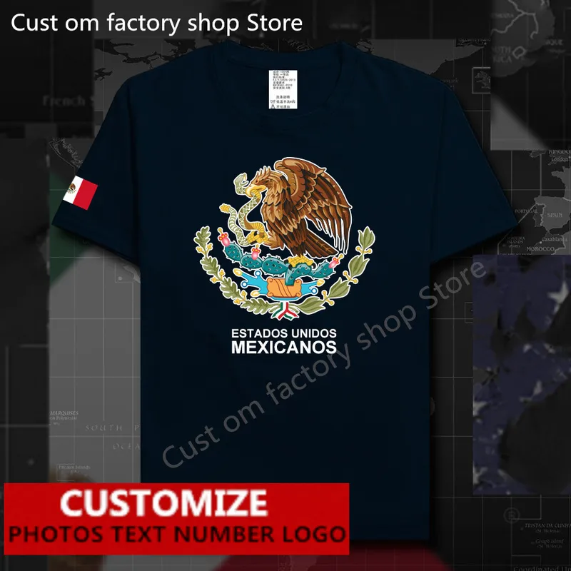 Meksika bayrağı tişört ücretsiz özel forma diy adı numarası 100 pamuk tişörtler erkekler kadınlar gevşek gündelik tişört 220616