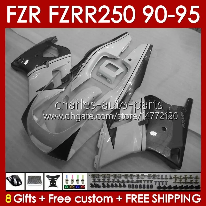 Zestaw Fairings dla Yamaha FZRR FZR 250R 250RR FZR 250 FZR250R 143NO.81 FZR-250 FZR250 R RR 1990 1992 1993 1994 1995 FZR250RR FZR-250R 90 91 92 93 94 95 Body Biała biała