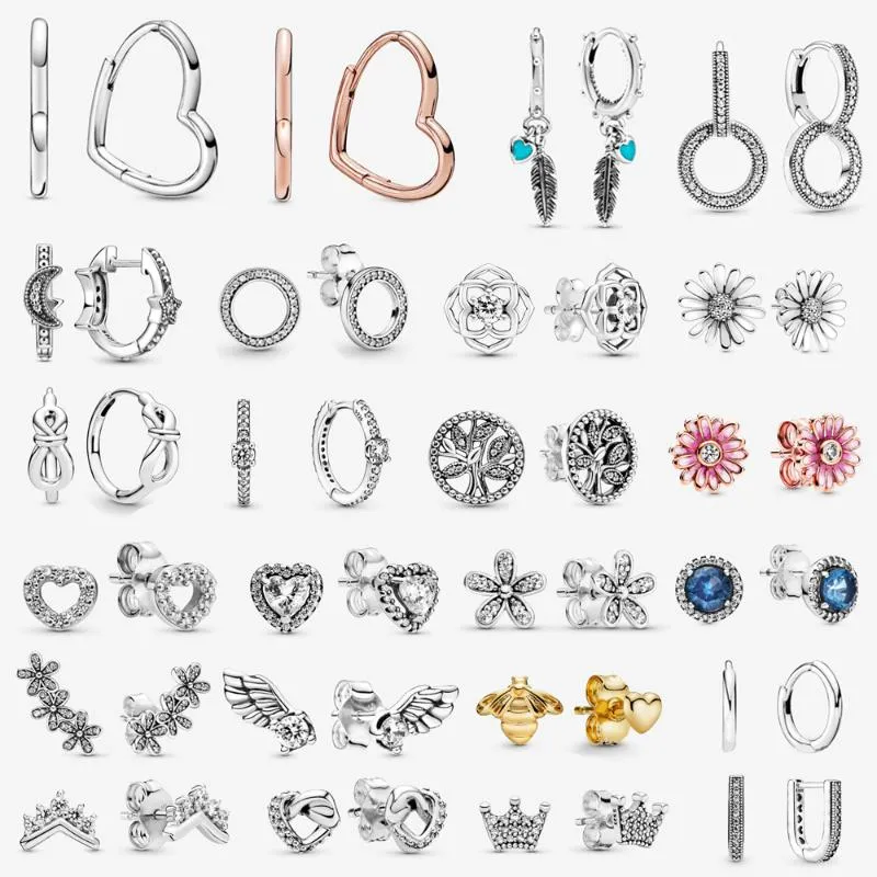 Dangle & Chandelier S925 Silver Color Earrings LOVE Earings Piercing Fit Original DIY Statement For Women Heart Pendientes Jewelry