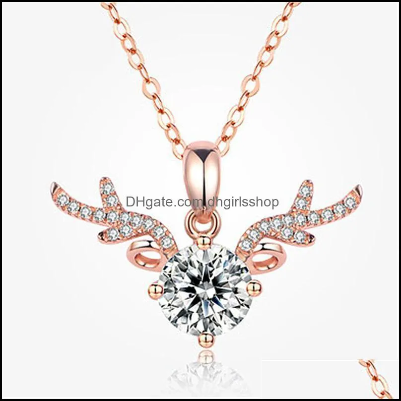 pendant necklaces antler shaped necklace silver with imitation moissan diamond female`s wedding jewelry bh