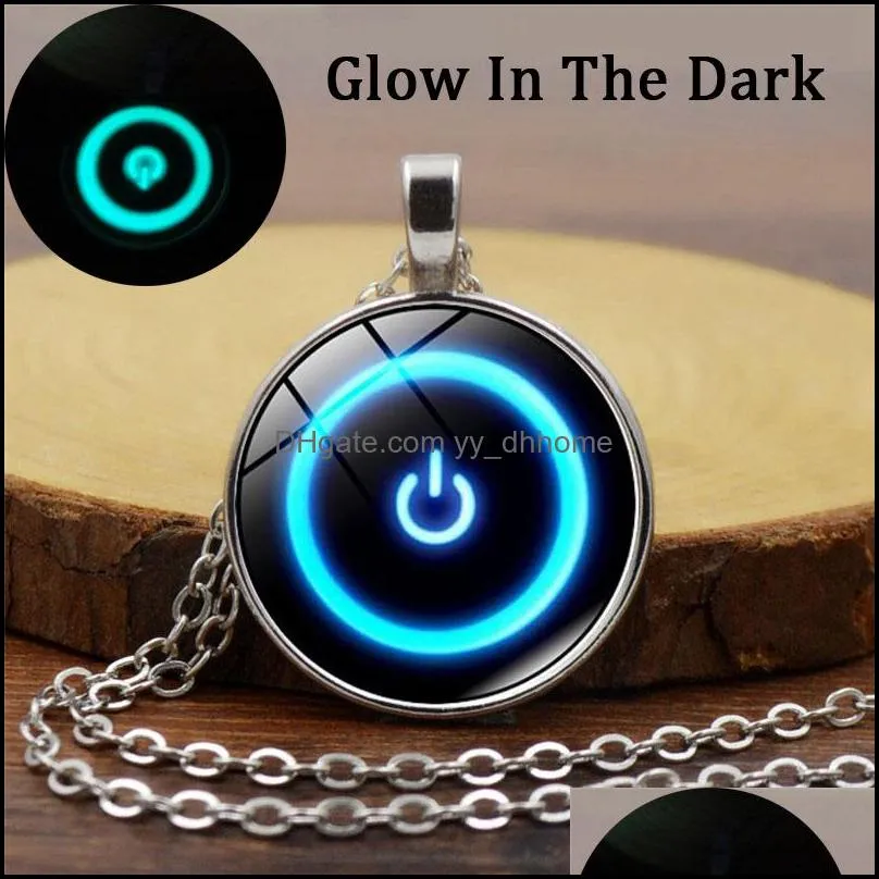 necklaces pendants power switch style luminous pendant charms chains necklaces for women party fashion jewelry wholesale free ship -