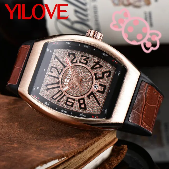 Лучшие европейские дизайнерские президентские бизнес -часы для мужчин 43 -миллиметровый ствол тип крупный цифровой хронограф Quartz Движение календарь многофункциональные наручные часы