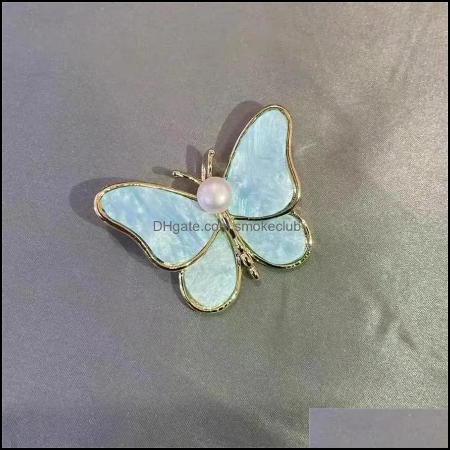 Party Favor Korean version of high-grade pearl Butterfly Brooch fashion simple minority alloy pin lovely DIY clothing accessories