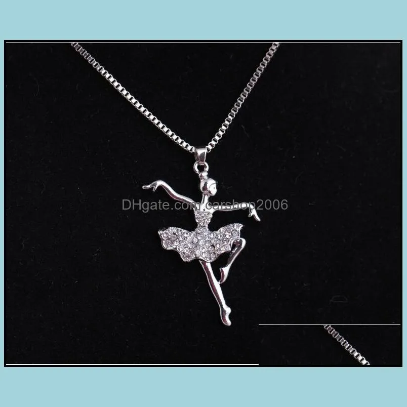 silver necklace necklaces hot sale crystal ballet pendants necklaces for women girl party fashion jewelry wholesale free shipping