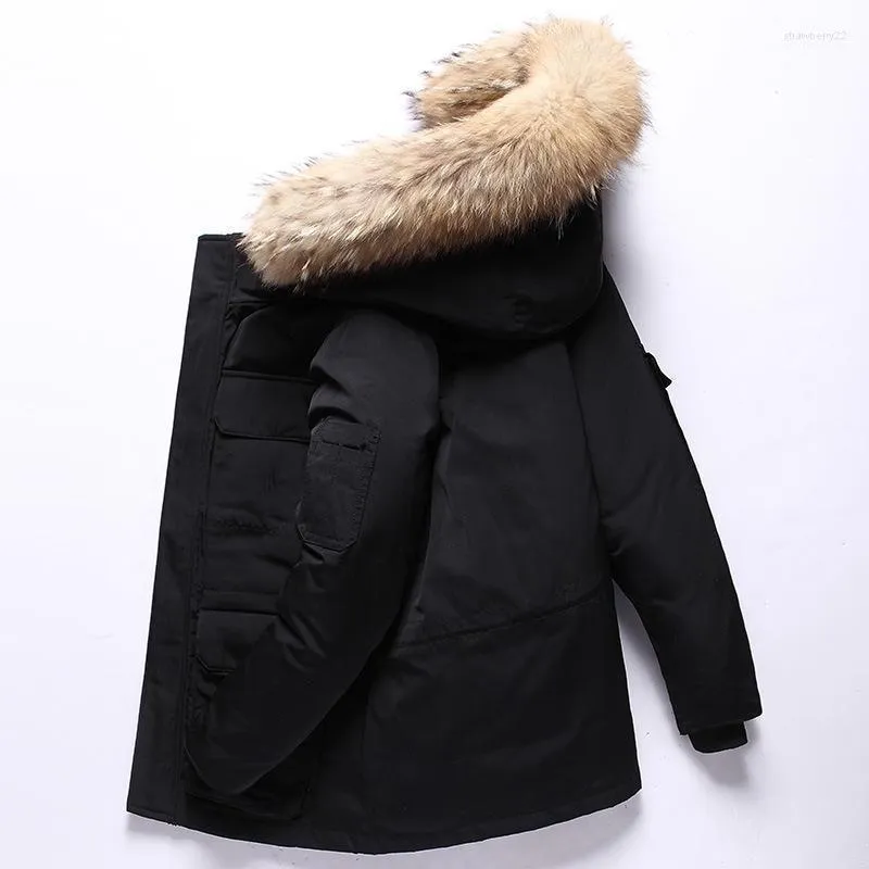 Parkas en duvet pour hommes garder au chaud -30 degrés canard blanc veste d'hiver hommes coupe-vent à capuche col en fourrure épaissir manteau mâle taille S-3XL Stra22