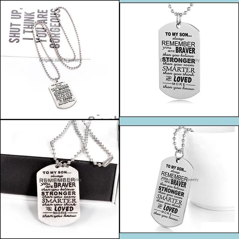 stainless steel necklace always son mother father kids family love necklace color silver tag engraved pendant necklace hjewelry