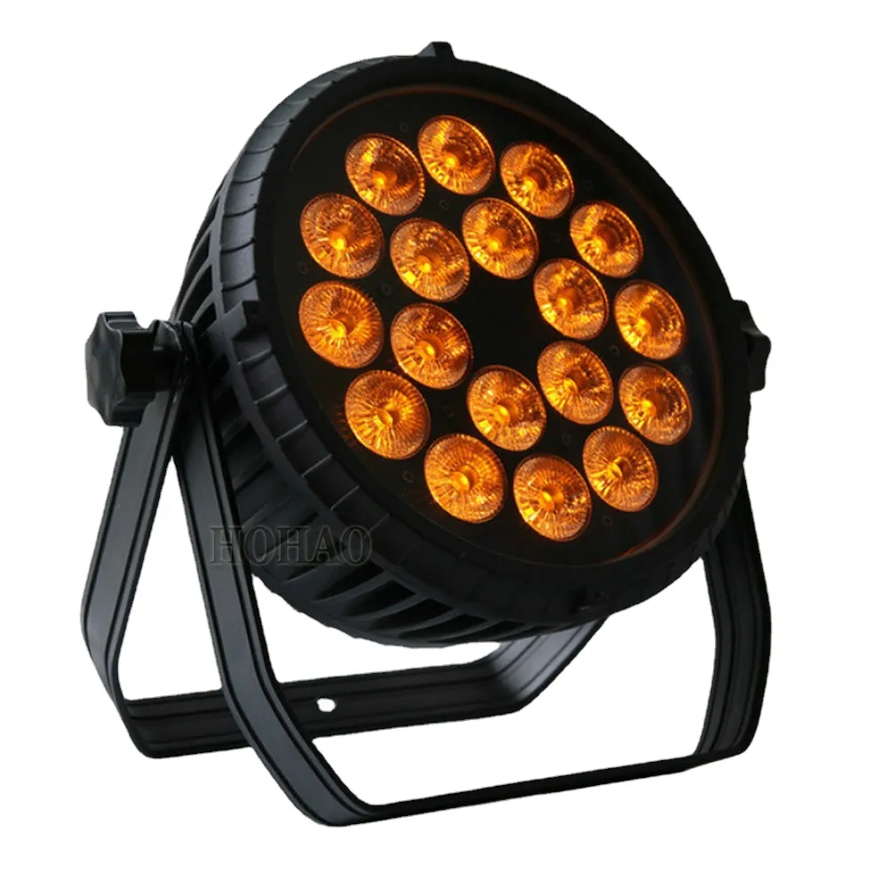 LED Outdoor Par 4x LED ALLUMINUM FLAT PAR PAR LIGHT 18X15W RGBWAUY 6IN1 IP65 RATE للمرحلة الزفاف دي جي الحفل العليا جودة 2 سنة ضمان مجاني