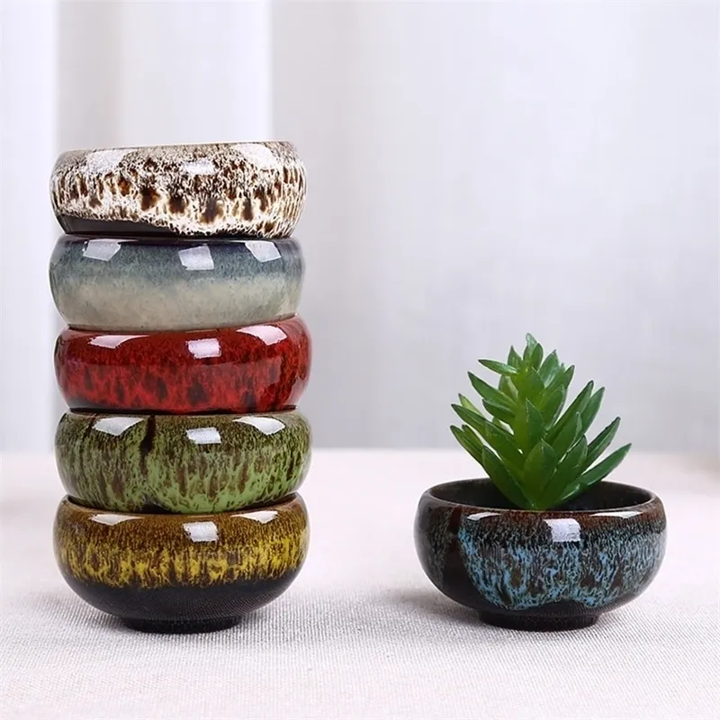 Mini Wicker Bonsai Flower Ceramic Plant Pot For The Garden Planters Desktop Pc Decor Ceram Pots pot Decorative Mold Y200709