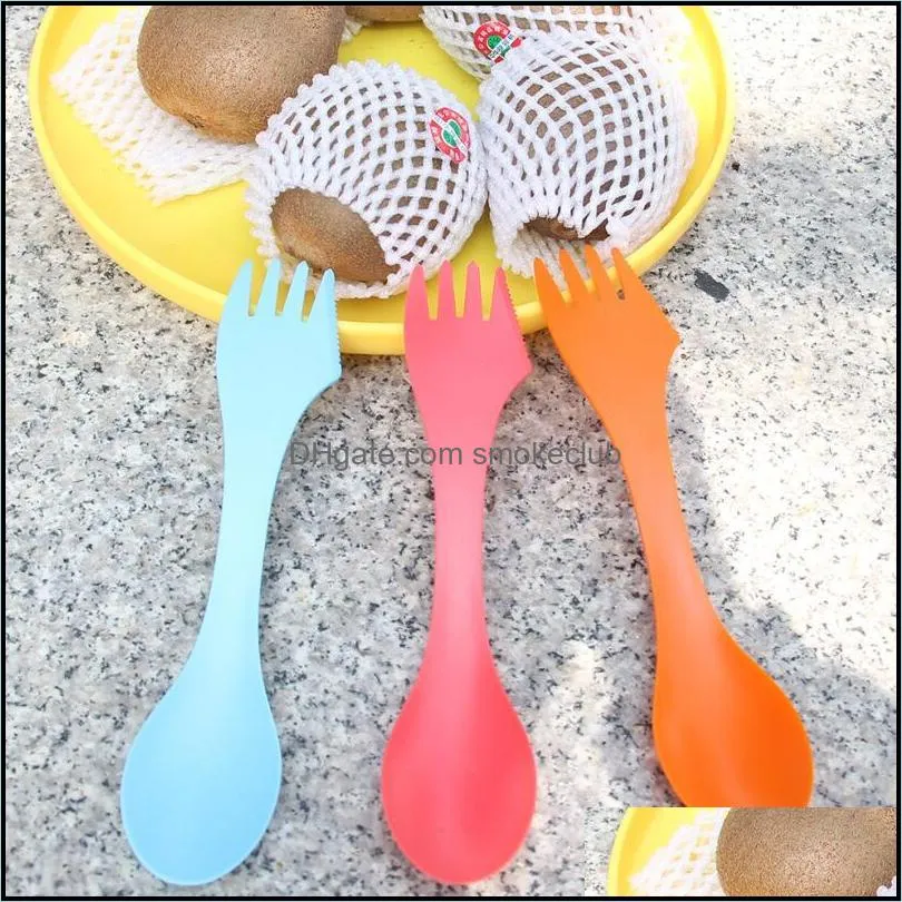 Spoon Fork Knife Plastic Travel Cutlery Sets Camping Utensils Spork Combo Gadget Flatware 3 In 1 Dinning Tool LX3305